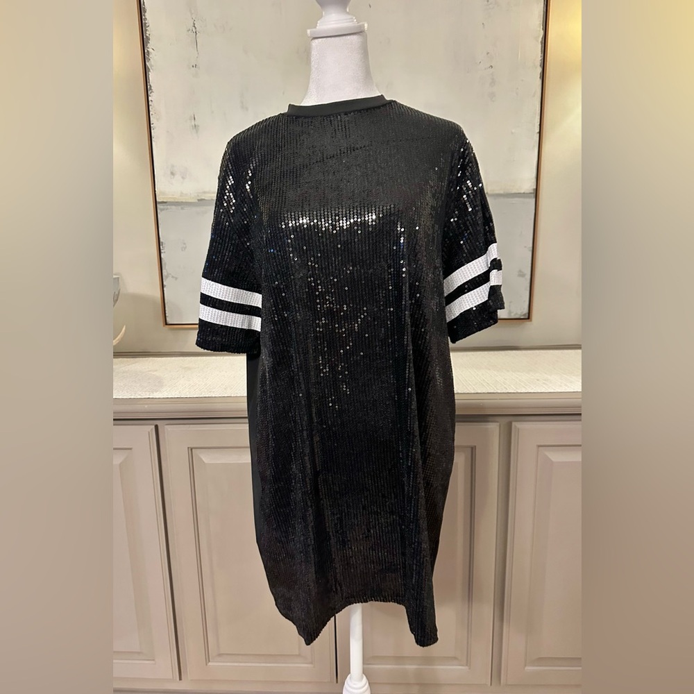GAME DAY! Black sequin tunic /dress! NEW!! Size S